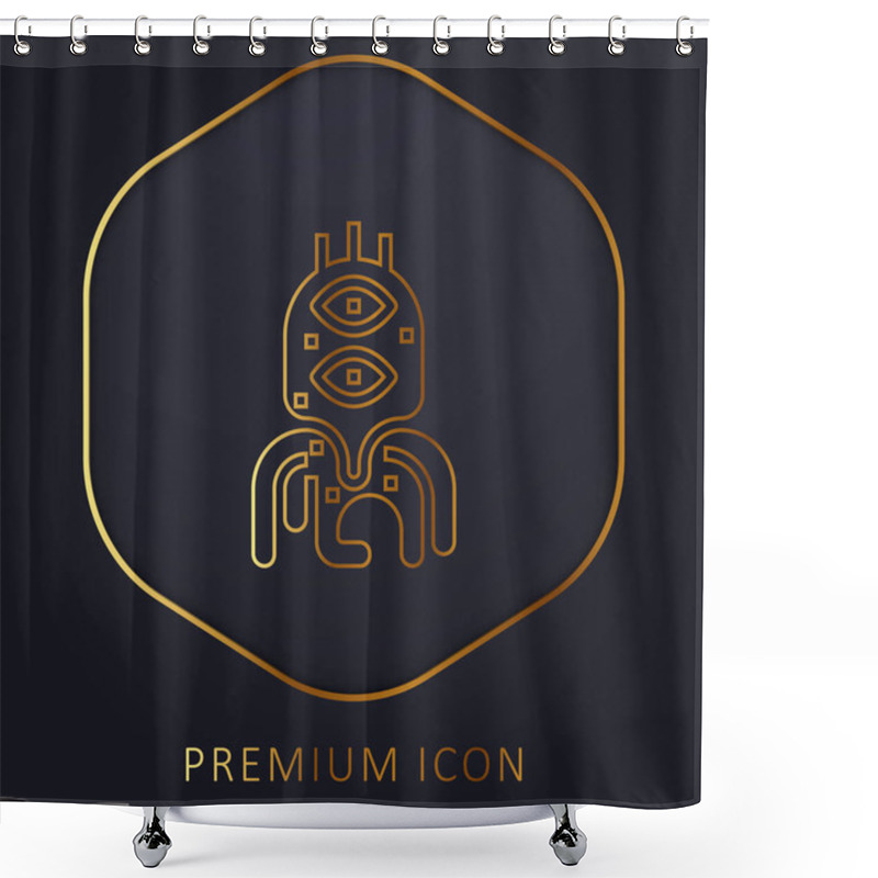 Personality  Alien Golden Line Premium Logo Or Icon Shower Curtains