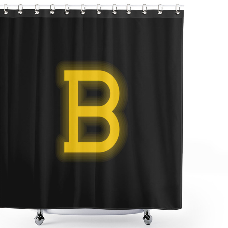 Personality  Bold Yellow Glowing Neon Icon Shower Curtains