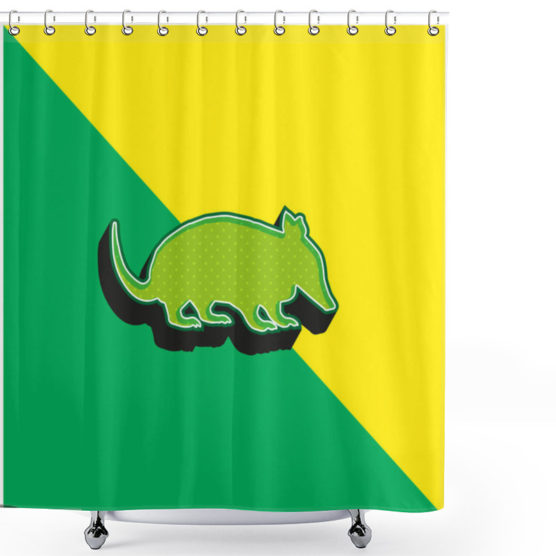 Personality  Ant Eater Shape Green And Yellow Modern 3d Vector Icon Logo Shower Curtains