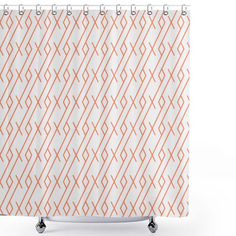 Personality  Abstract Orange Diagonal Line Seamless Pattern On White Background Vector Texture Template Shower Curtains