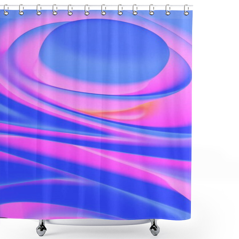 Personality  Abstract Flowing Shapes In Blue And Pink Gradient With Smooth Curves Shower Curtains