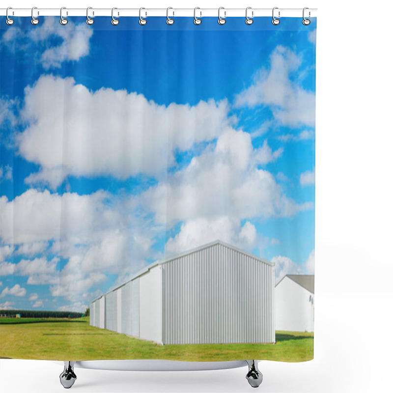 Personality  Metallic Warehouse With Blue Sky Shower Curtains