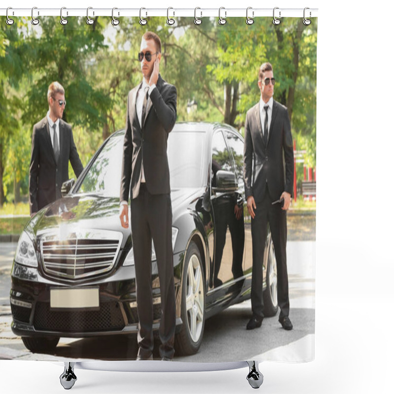 Personality  Handsome Bodyguards Near Car   Shower Curtains