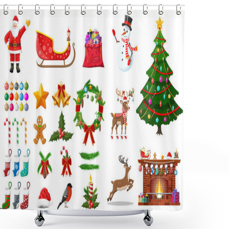 Personality  Christmas New Year Set. Shower Curtains