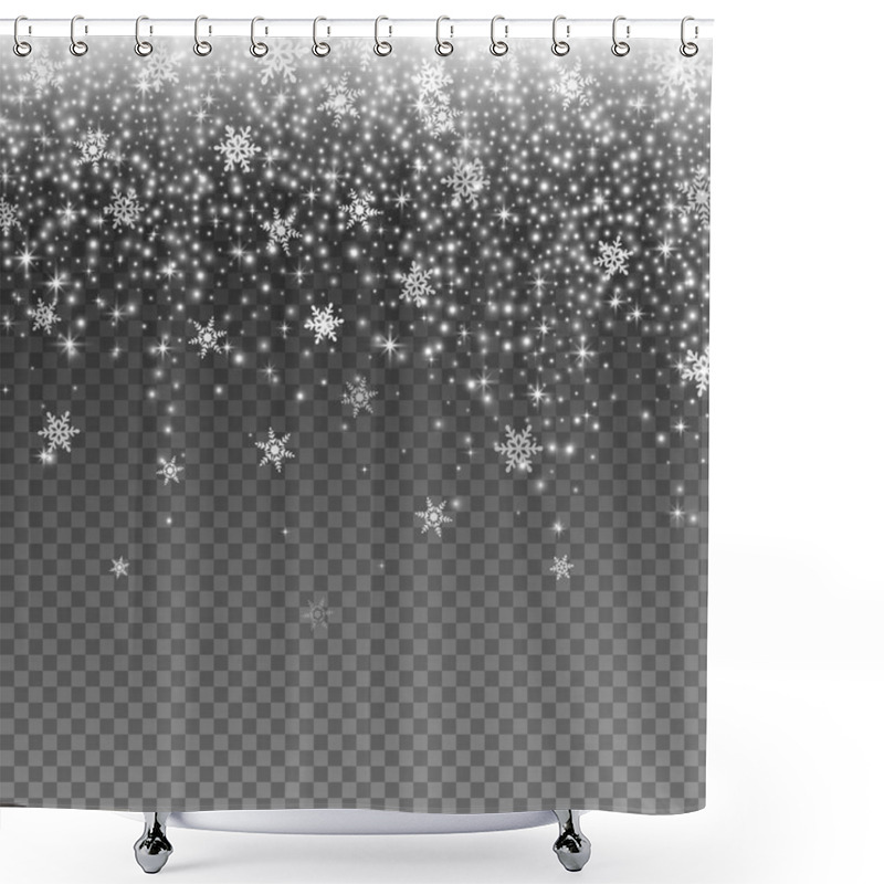 Personality  Falling Snow On A Transparent Background. Vector Illustration Shower Curtains