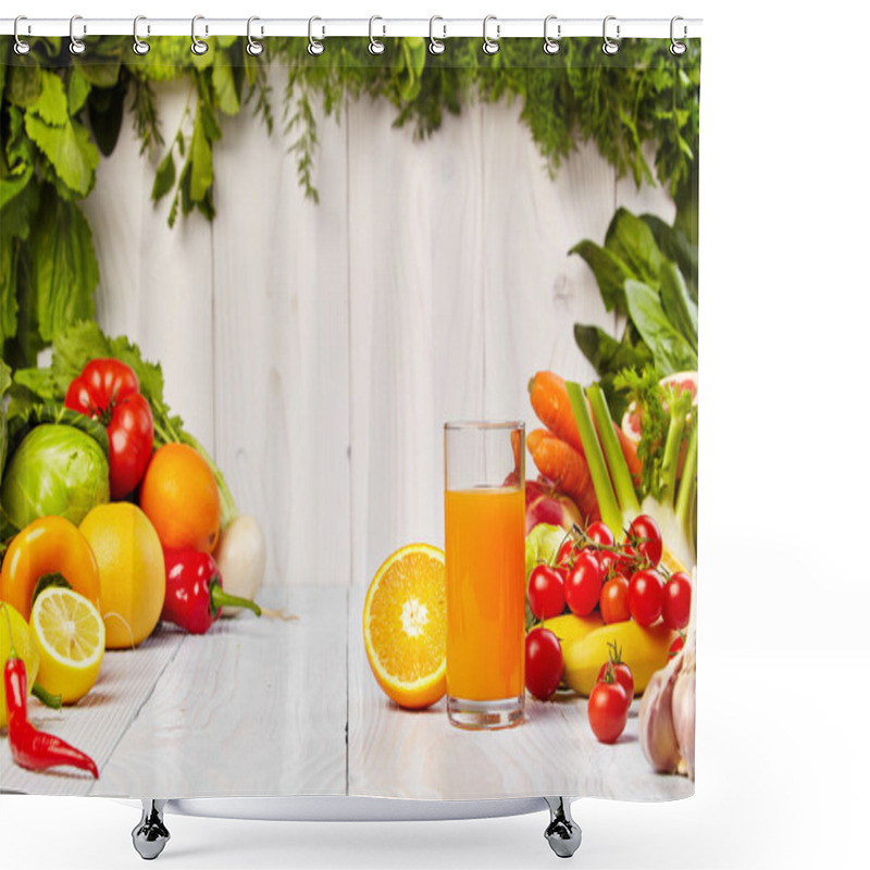 Personality  Fresh Juices With Fruits And Vegetables Shower Curtains