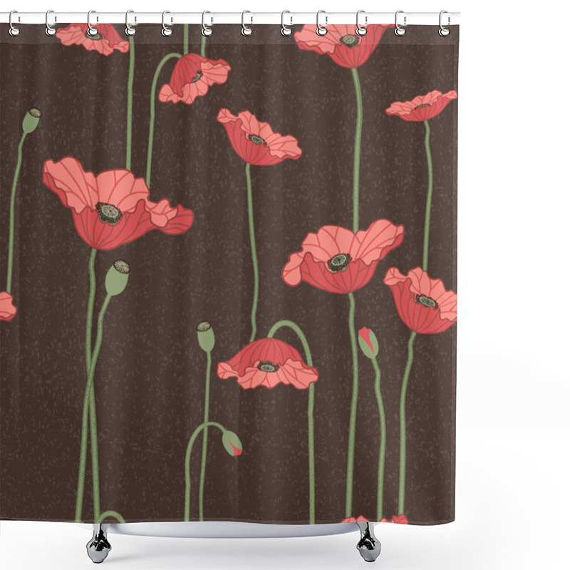 Personality  Poppies Seamless Background Shower Curtains