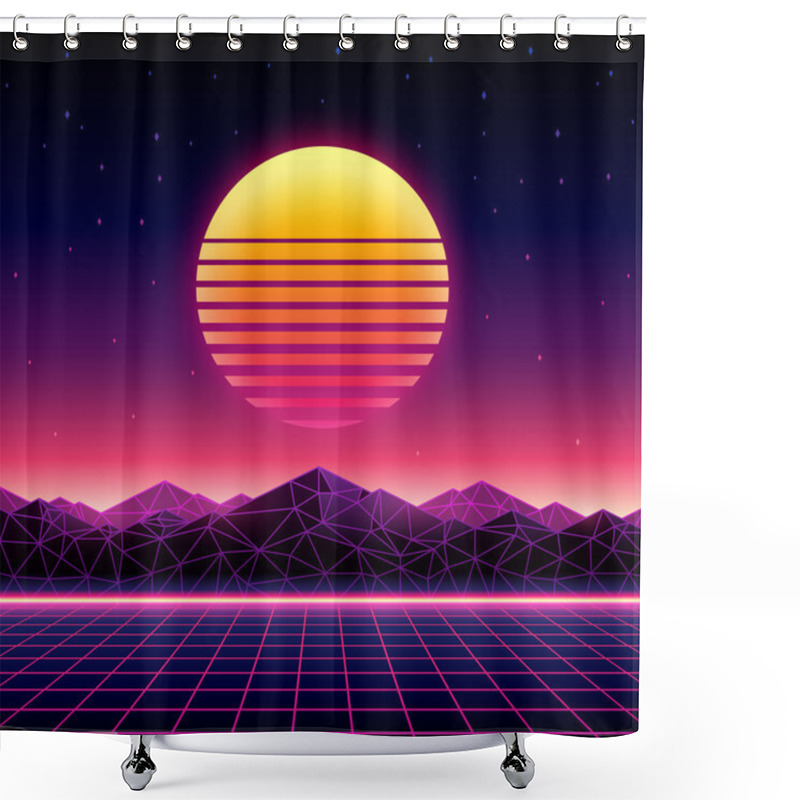 Personality  Retro Futuristic Background 1980s Style.  Shower Curtains