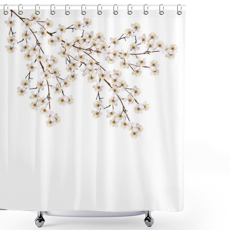 Personality  White  Cherry Flowers Branch  Shower Curtains