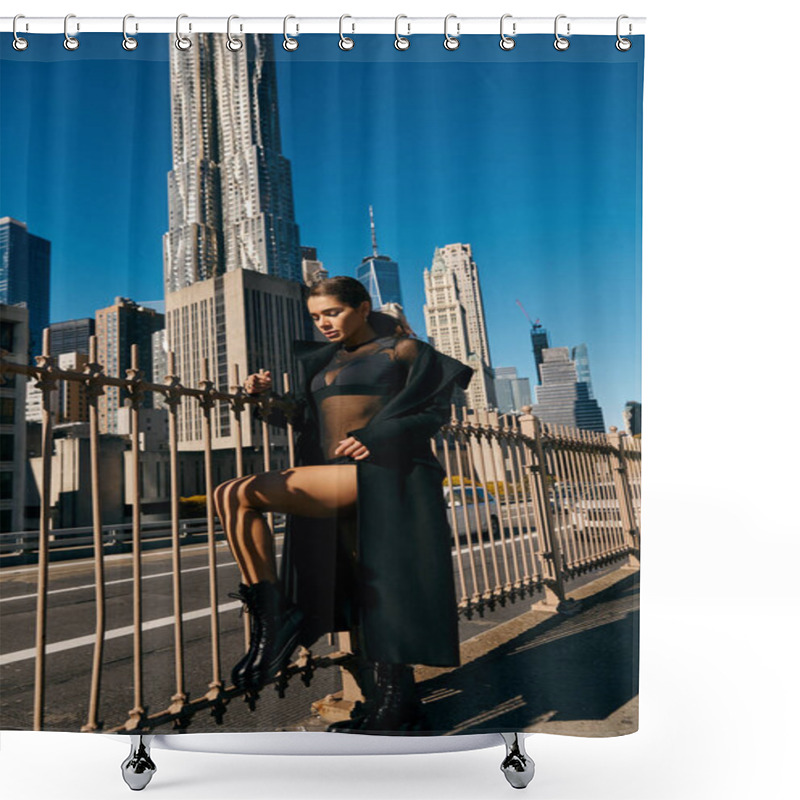 Personality  A Young Woman Dances On A New York City Street, Bathed In Sunlight. Shower Curtains