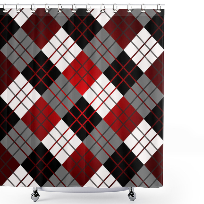 Personality  Seamless Tartan Plaid Pattern In Stripes Of Red, Black And White. Checkered Twill Fabric Texture. Vector Swatch For Digital Textile Printing. Shower Curtains