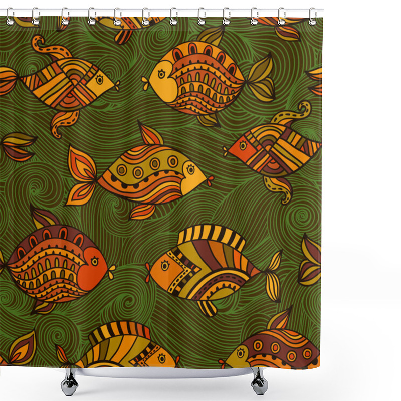 Personality  Fish Pattern In Abstract Style. Copy Square To The Side And You' Shower Curtains