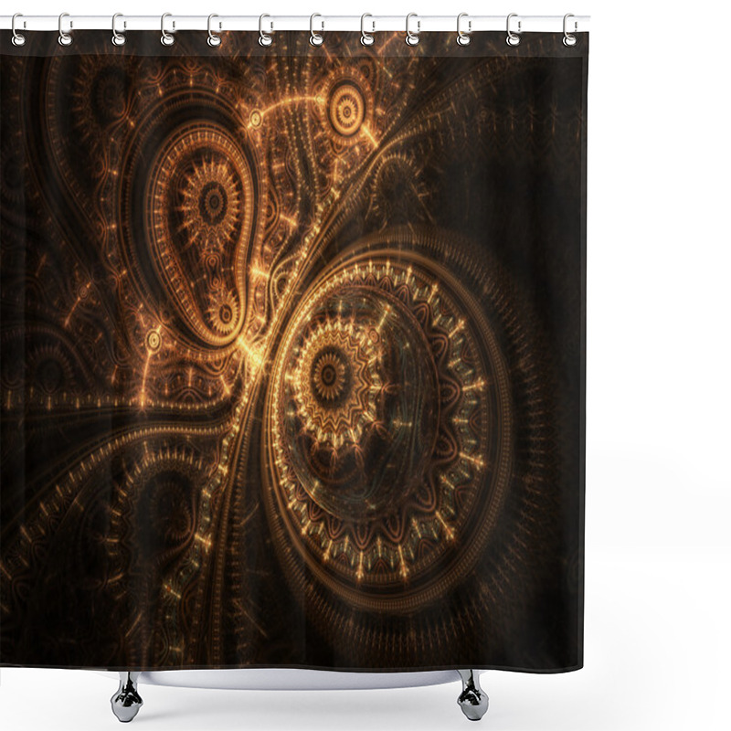 Personality  Abstract Design Of Steampunk Watch, Digital Fractal Artwork Shower Curtains