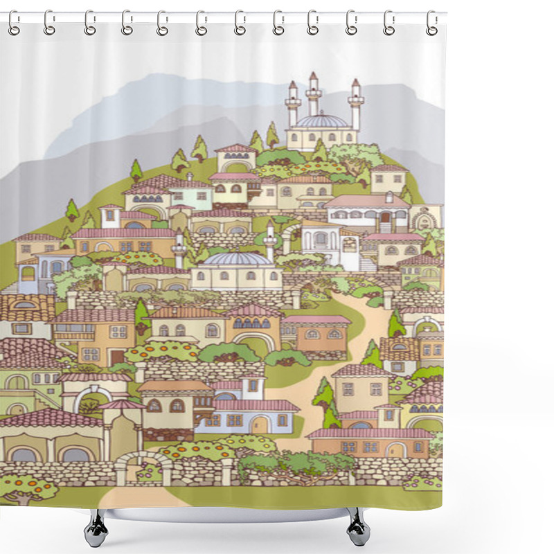 Personality  Middle East Traditional Facades. Hand Drawn Sketchy Old Oriental Shower Curtains