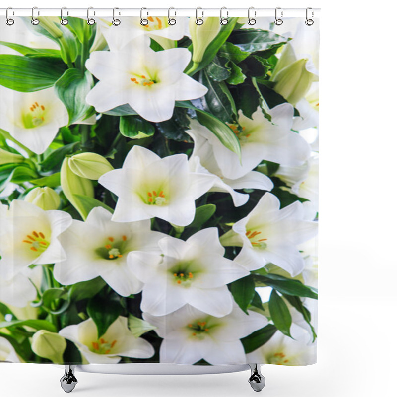 Personality  Beautiful White Lilies Shower Curtains