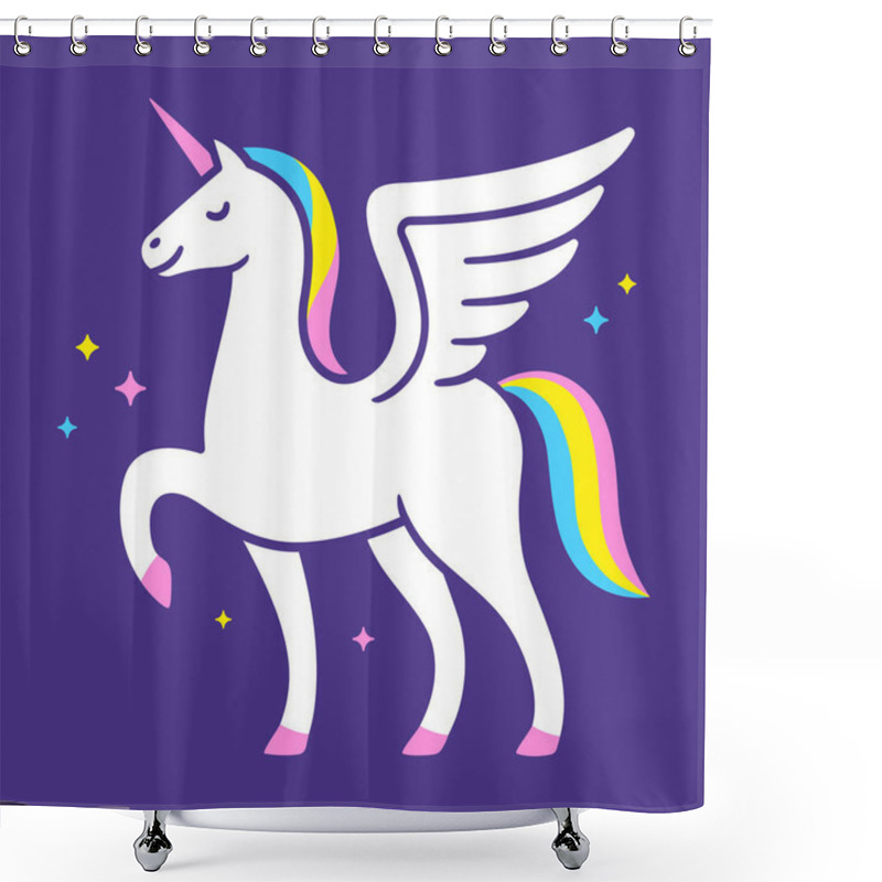 Personality  Unicorn Logo Illustration Shower Curtains