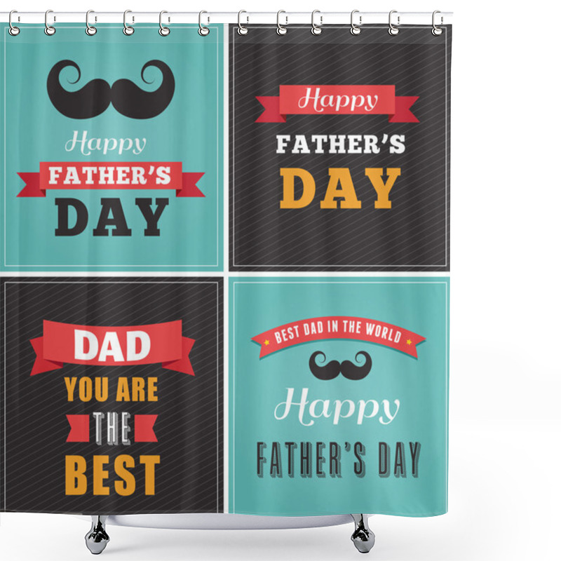 Personality  Happy Fathers Day Greeting Cards Set Shower Curtains