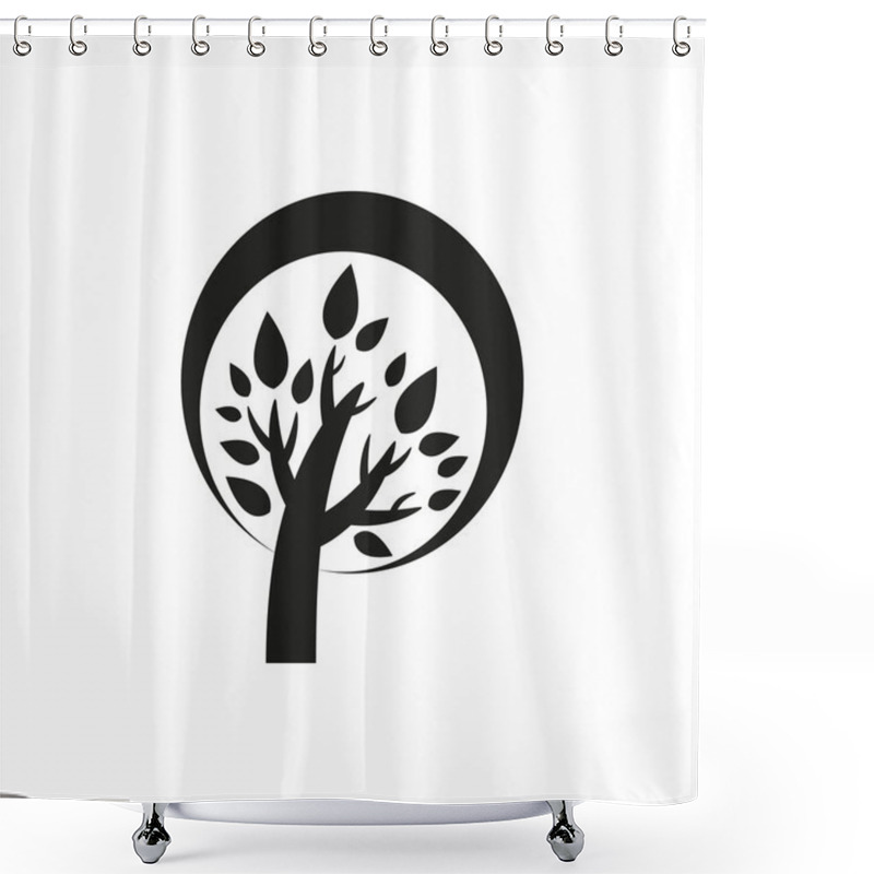 Personality  Simple Minimal Black Tree Icon Symbol Style Design Shower Curtains