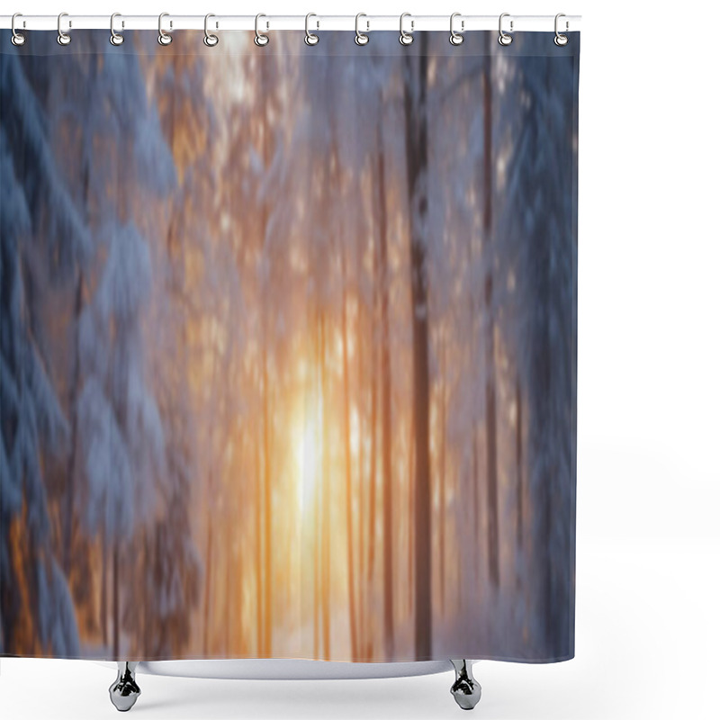 Personality  Enchanting Winter Forest At Sunrise, Showcasing Serene Beauty And Soft Light. Shower Curtains