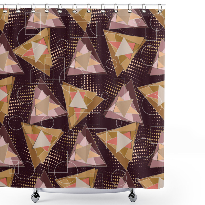 Personality  Modern Triangles Geometric Vector Seamless Pattern. Abstract  Shower Curtains