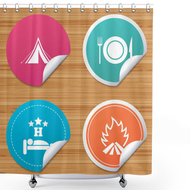 Personality  Camping Icons Set Shower Curtains