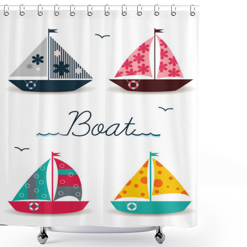 Personality  Cartoon Boats Shower Curtains