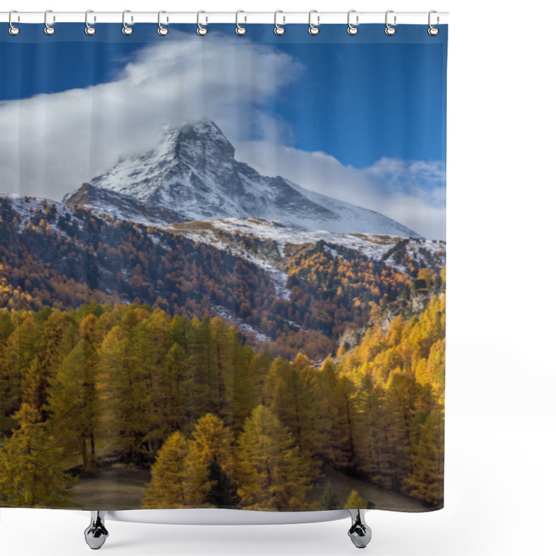 Personality  Autumn Panorama Of Mount Matterhorn, Canton Of Valais Shower Curtains