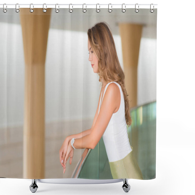 Personality  Modern Business Woman Portrait In The Bussiness Center Shower Curtains