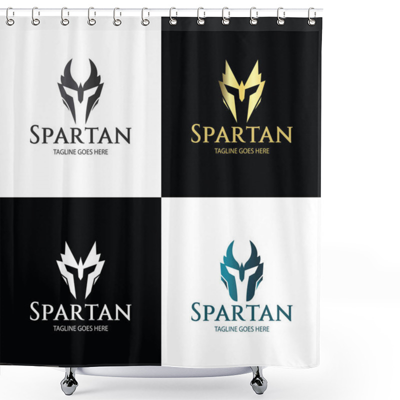 Personality  Spartan Logo Design Template ,Helmet Logo Design Concept ,Vector Illustration Shower Curtains