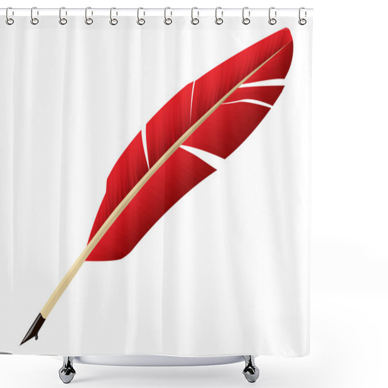 Personality  Red Feather Pen Shower Curtains