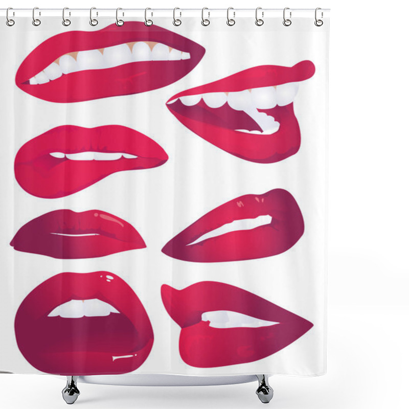 Personality  7 Lips Expressions. Shower Curtains