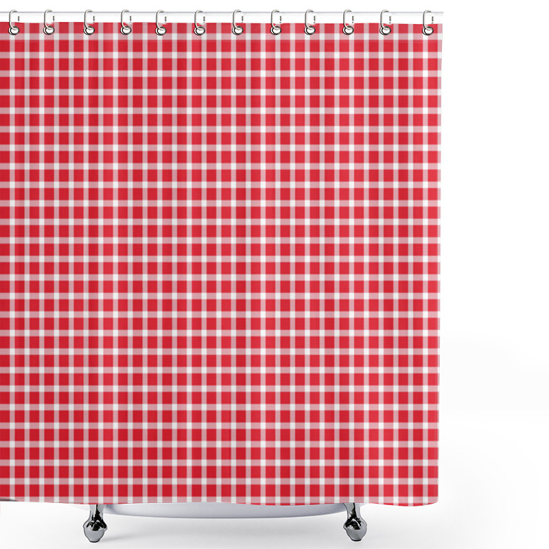 Personality  Checkered Background Tablecloth Red White Shower Curtains