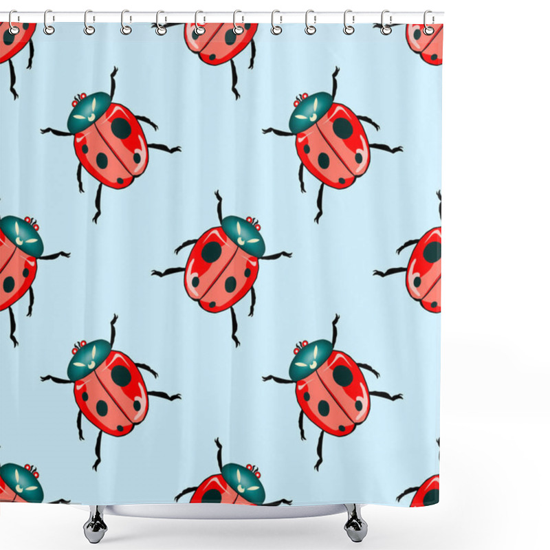 Personality  Ladybugs Seamless Background Repeating Pattern, Wallpaper Background, Cute Seamless Pattern Background Shower Curtains