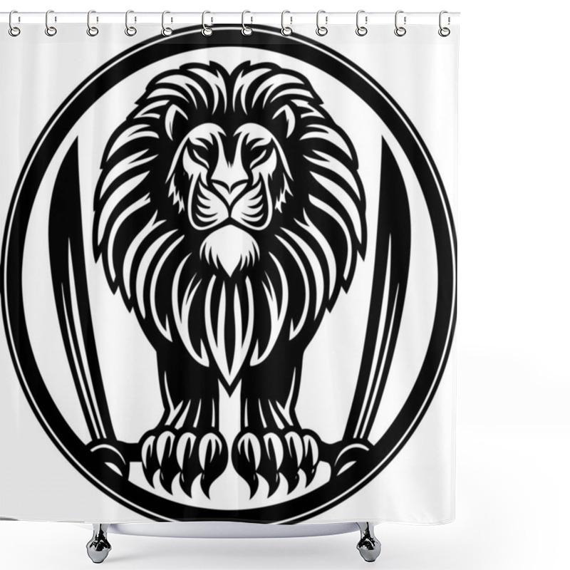 Personality  Apex Predator Logo Design Fierce Lion Emblem With Bold Typography Shower Curtains