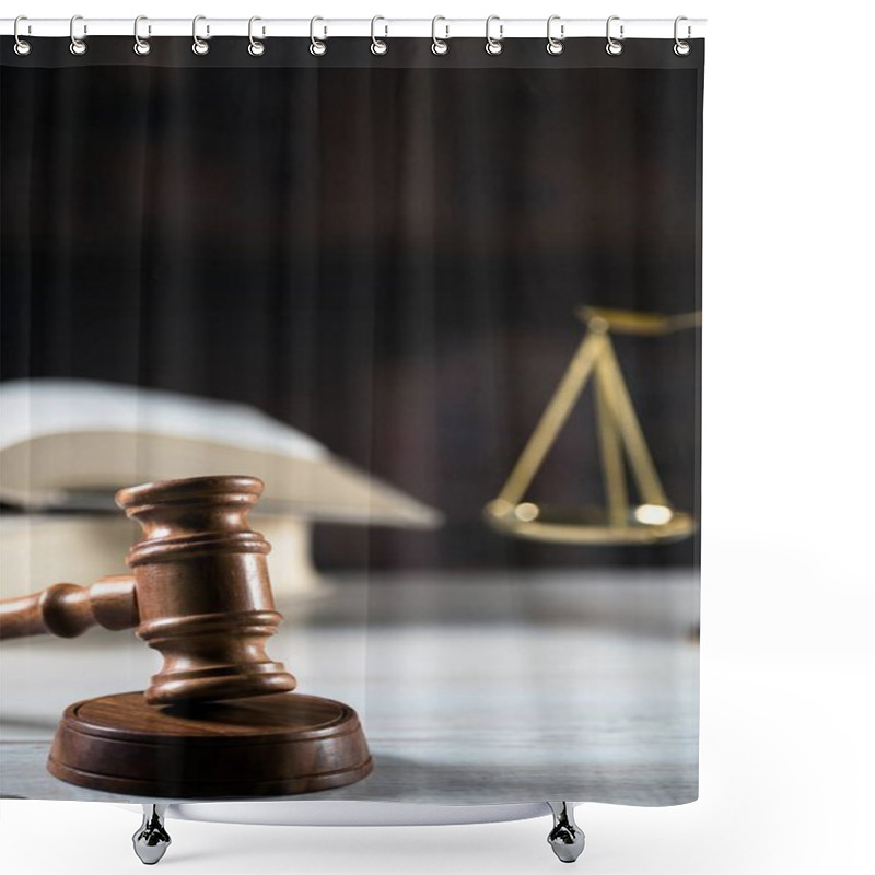 Personality  Law And Justice Symbols In Courtroom Shower Curtains