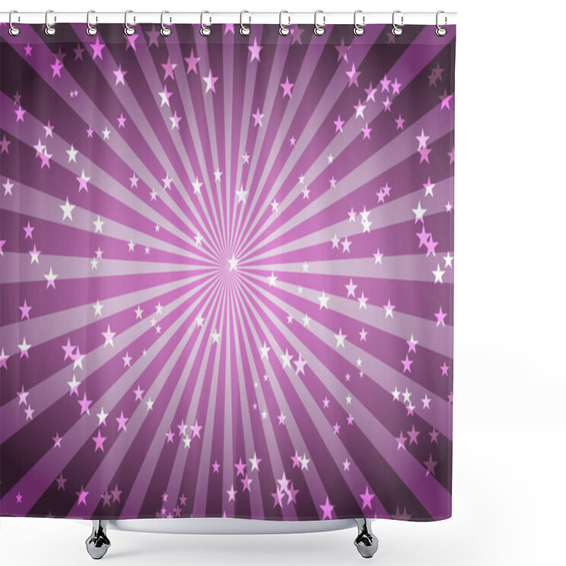 Personality  Pastel Pink Retro Banner With Rays And Stars. Christmas Poster. Circus Retro Poster. Vector Illustration Shower Curtains