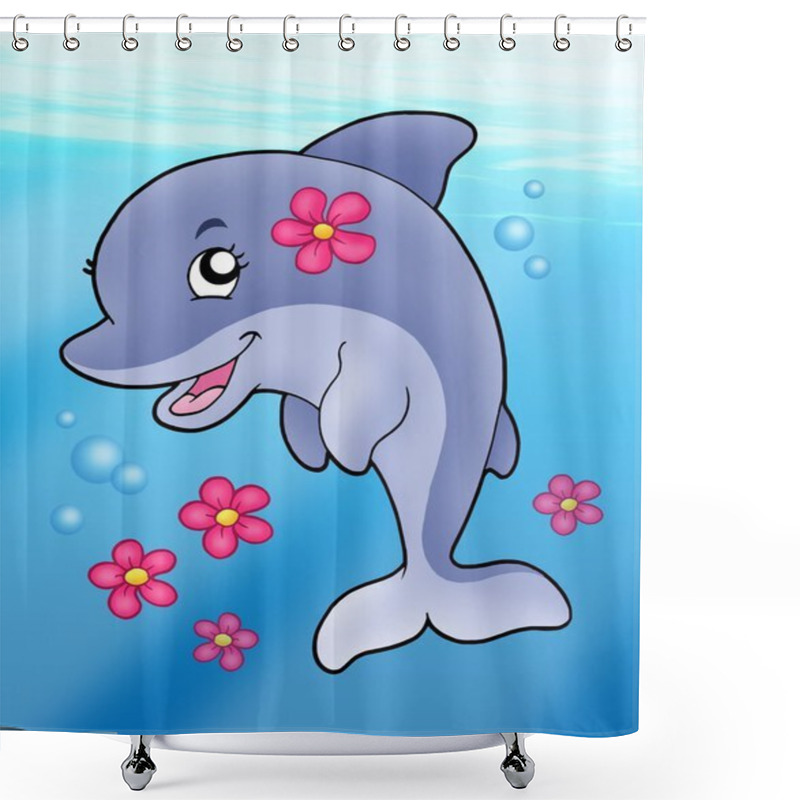 Personality  Cute Dolphin Girl In Sea Shower Curtains