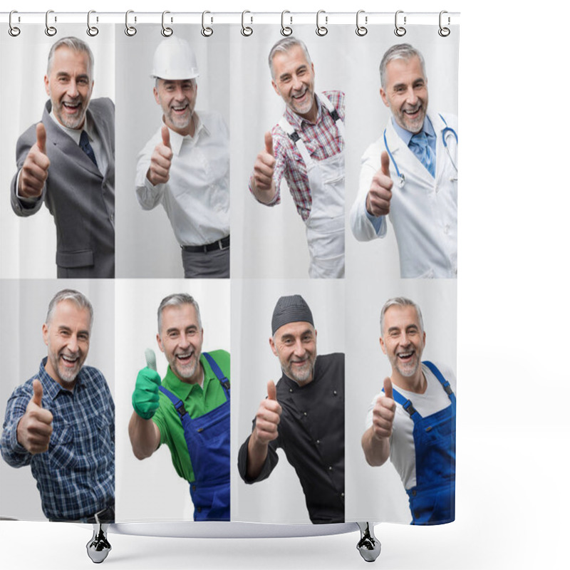 Personality  Collage Of Professional Workers Portraits Shower Curtains