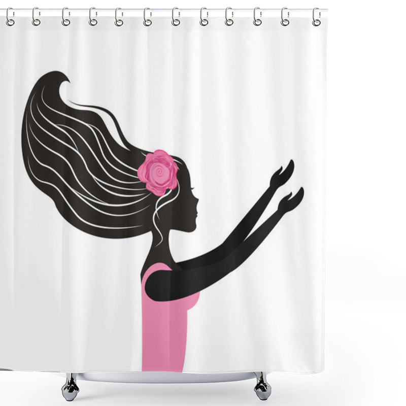 Personality  Woman Dancing Silhouette Icon Shower Curtains