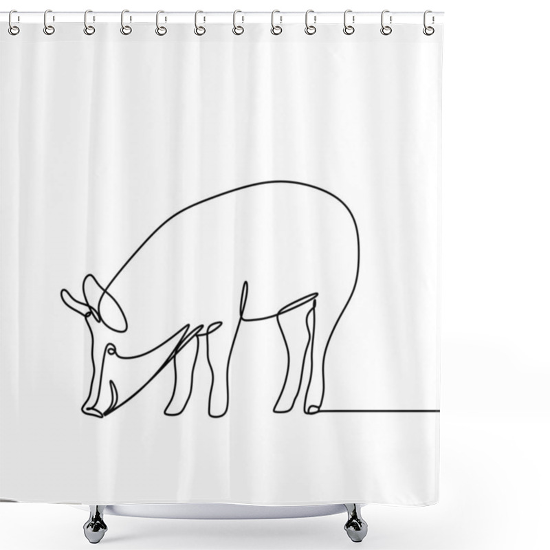 Personality  One Line Drawing Of Pig Vector Minimal Lineart Shower Curtains