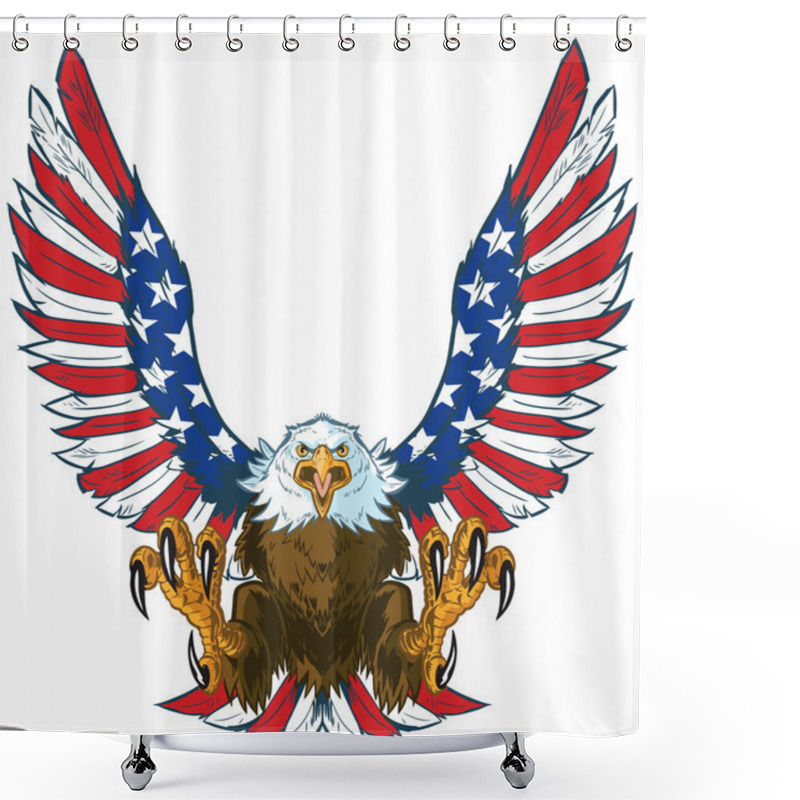 Personality  Screaming Eagle With American Flag Wings Vector Clip Art Shower Curtains