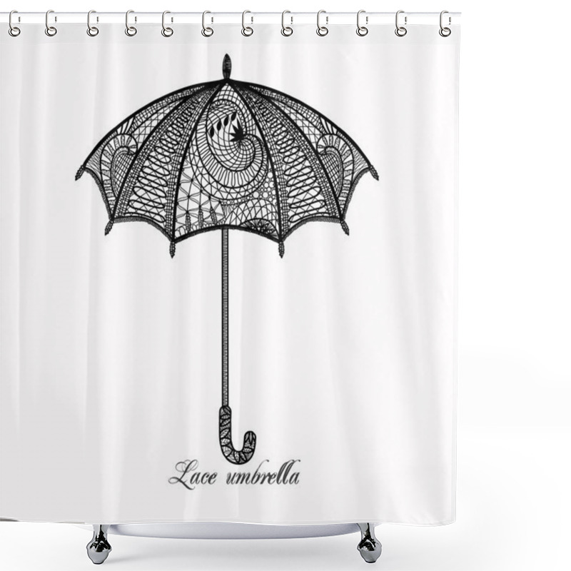 Personality  Black Lace Umbrella Shower Curtains