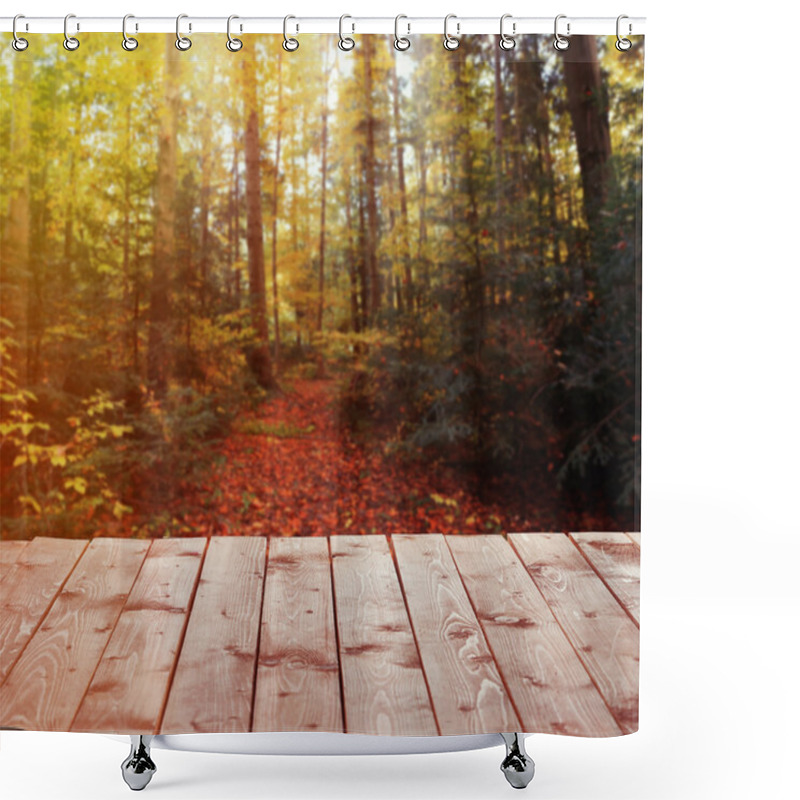 Personality  Nature Background With Wooden Floor Shower Curtains