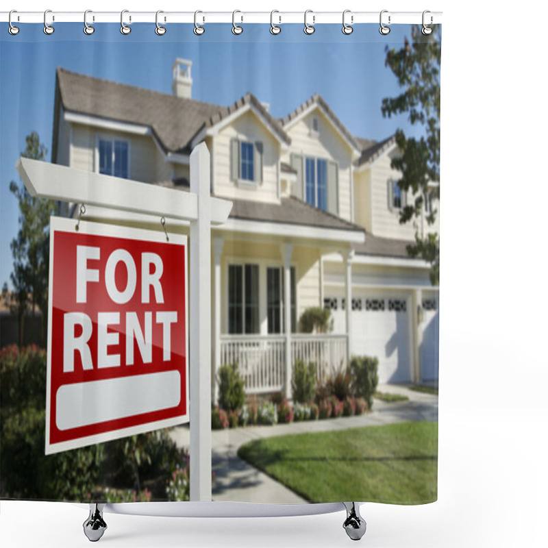 Personality  For Rent Real Estate Sign In Front Of House Shower Curtains