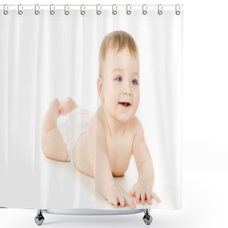 Personality  Beautiful Little Baby Study Crawling Shower Curtains