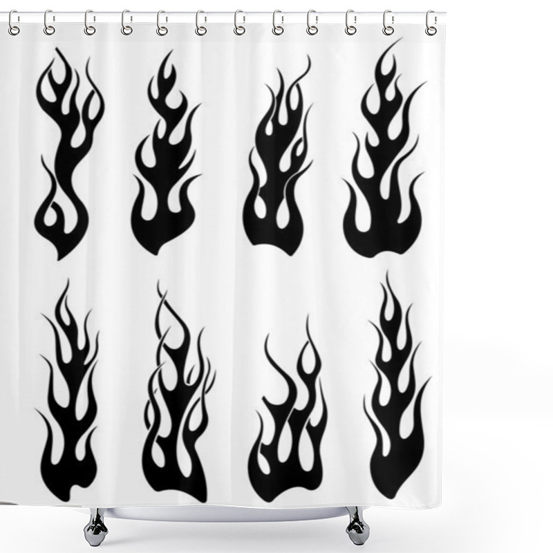 Personality  Set Of Black Tribal Flames Shower Curtains