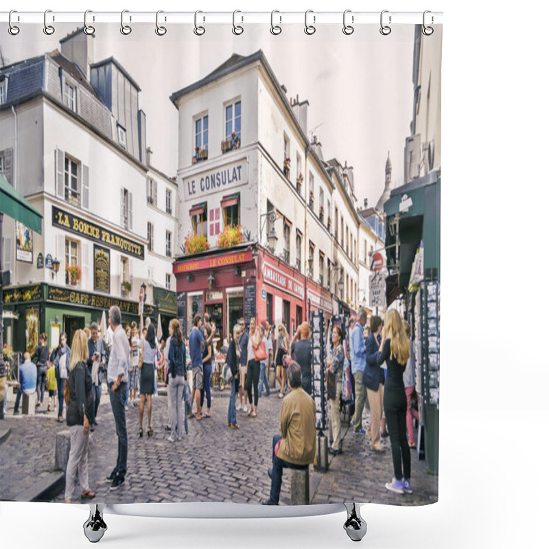 Personality  View Of Typical Paris Cafe On September 08, 2013 In Paris Shower Curtains