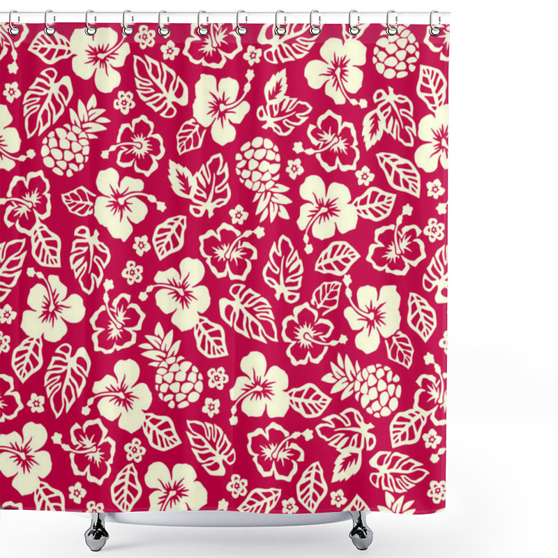 Personality  Hibiscus And Pineapple Pattern Shower Curtains