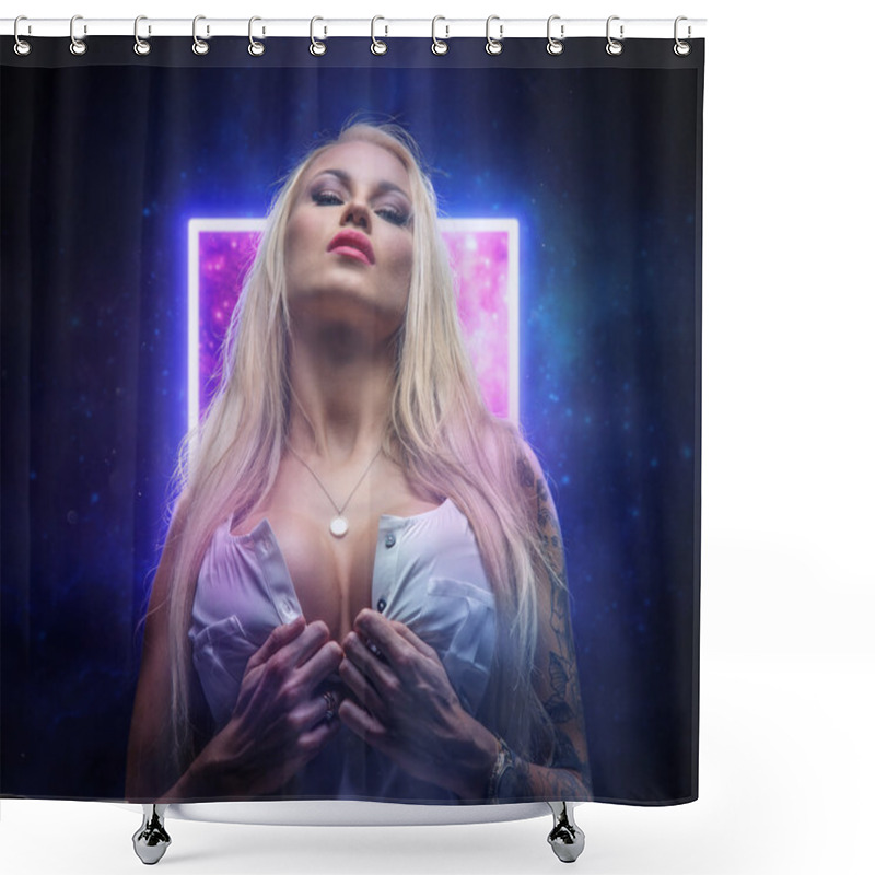 Personality  Awesome Blond Tattooed Female Shower Curtains