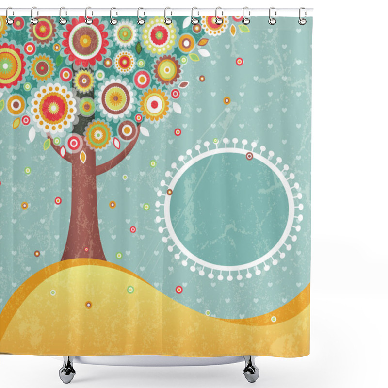 Personality  Abstract Tree With Flowers Shower Curtains